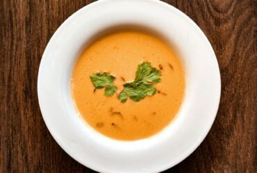 soup in white ceramic bowl