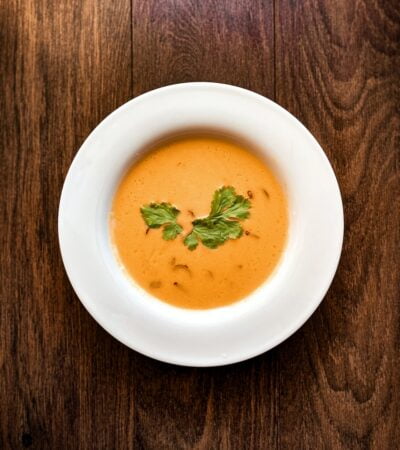 soup in white ceramic bowl