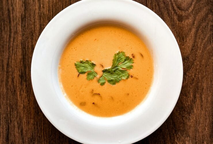 soup in white ceramic bowl