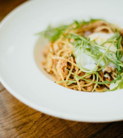 cooked dish on ceramic plate