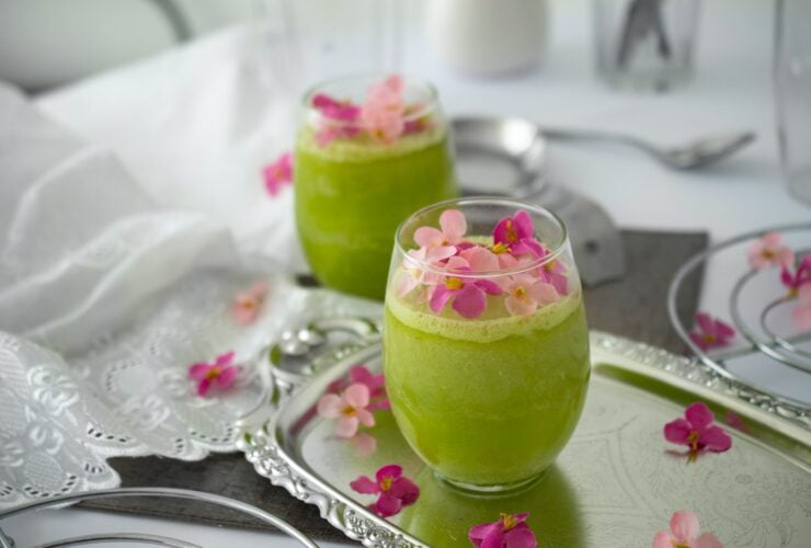 two glasses of green drink