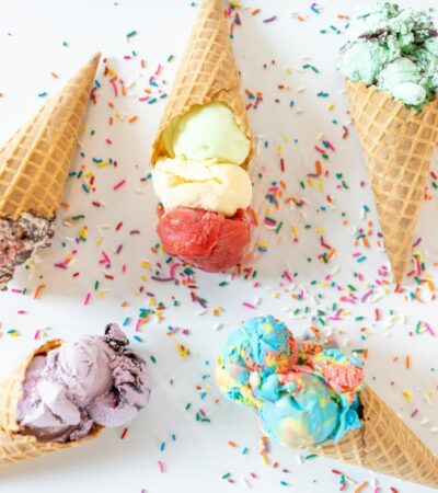 ice cream cone with sprinkles